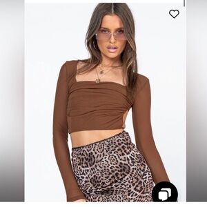 Princess Polly Open Back Brown Crop top US 0